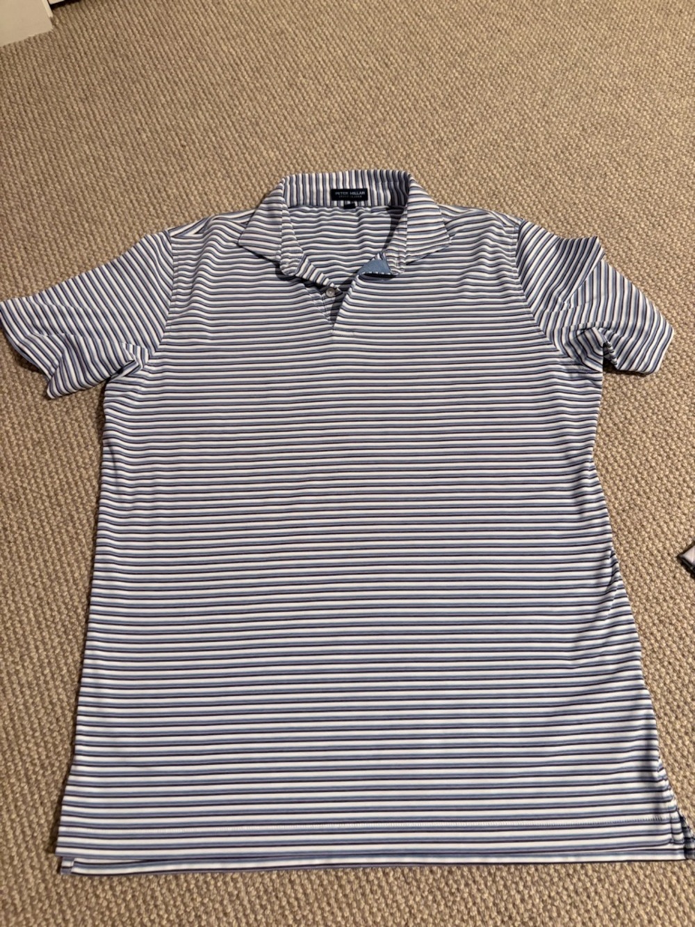 Peter Millar Striped Polo in Navy & White